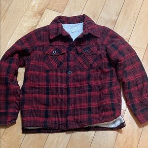 Youth Red and Black Plaid Sweater Jacket